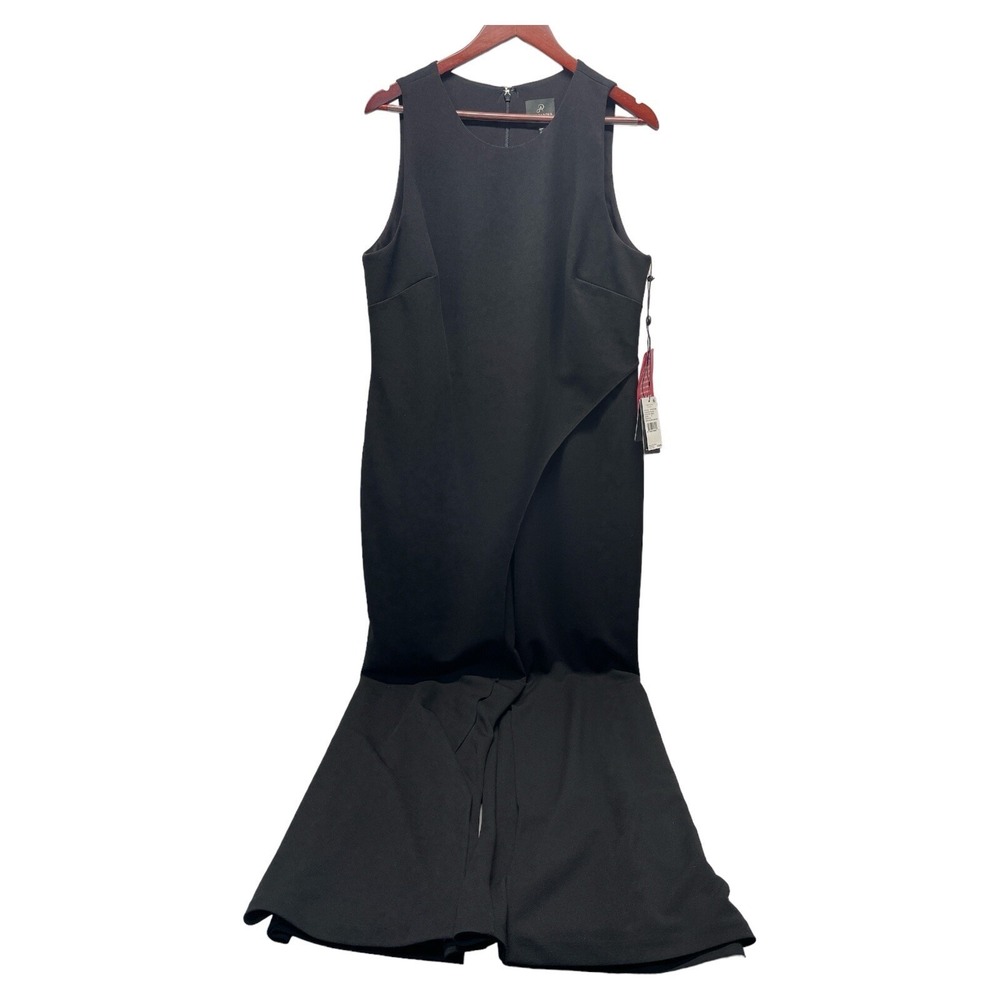 Adrianna Papell Women's Size 16 Black Crepe Halter Jumpsuit Zip Romper MSRP $199